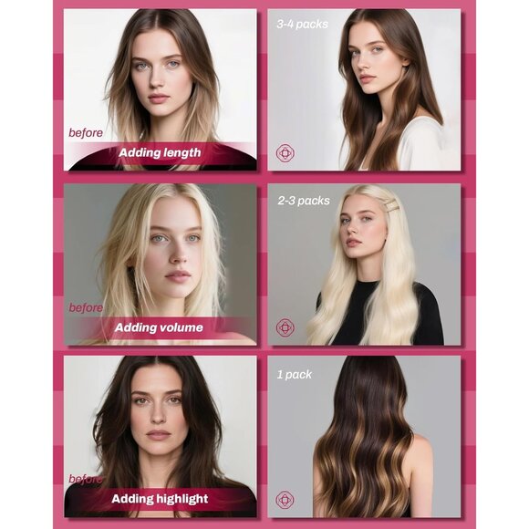 Micro Link Hair Extensions Human Hair Straight 24 Inch BLACK Volume - Picture 4 of 9